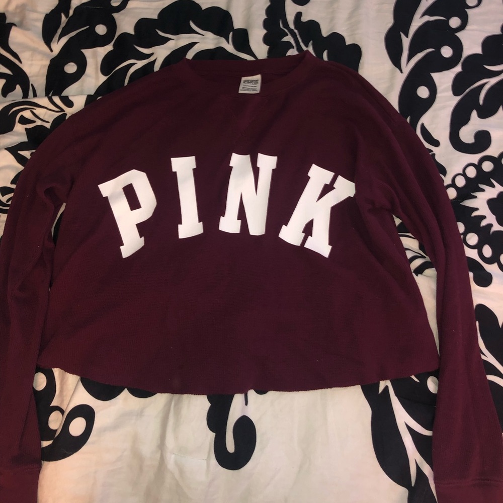 Burgundy long sleeve Pink top
